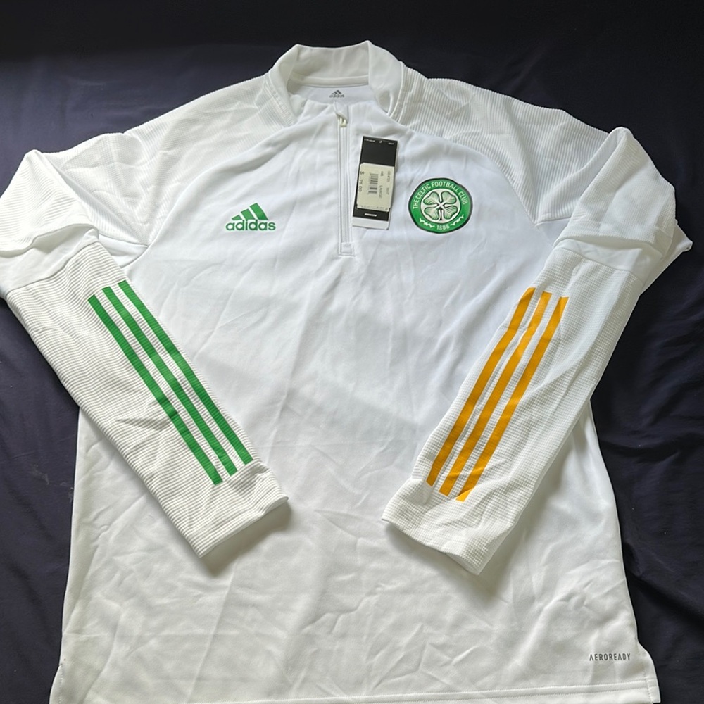 Adidas Long Sleeve White and Green Tee